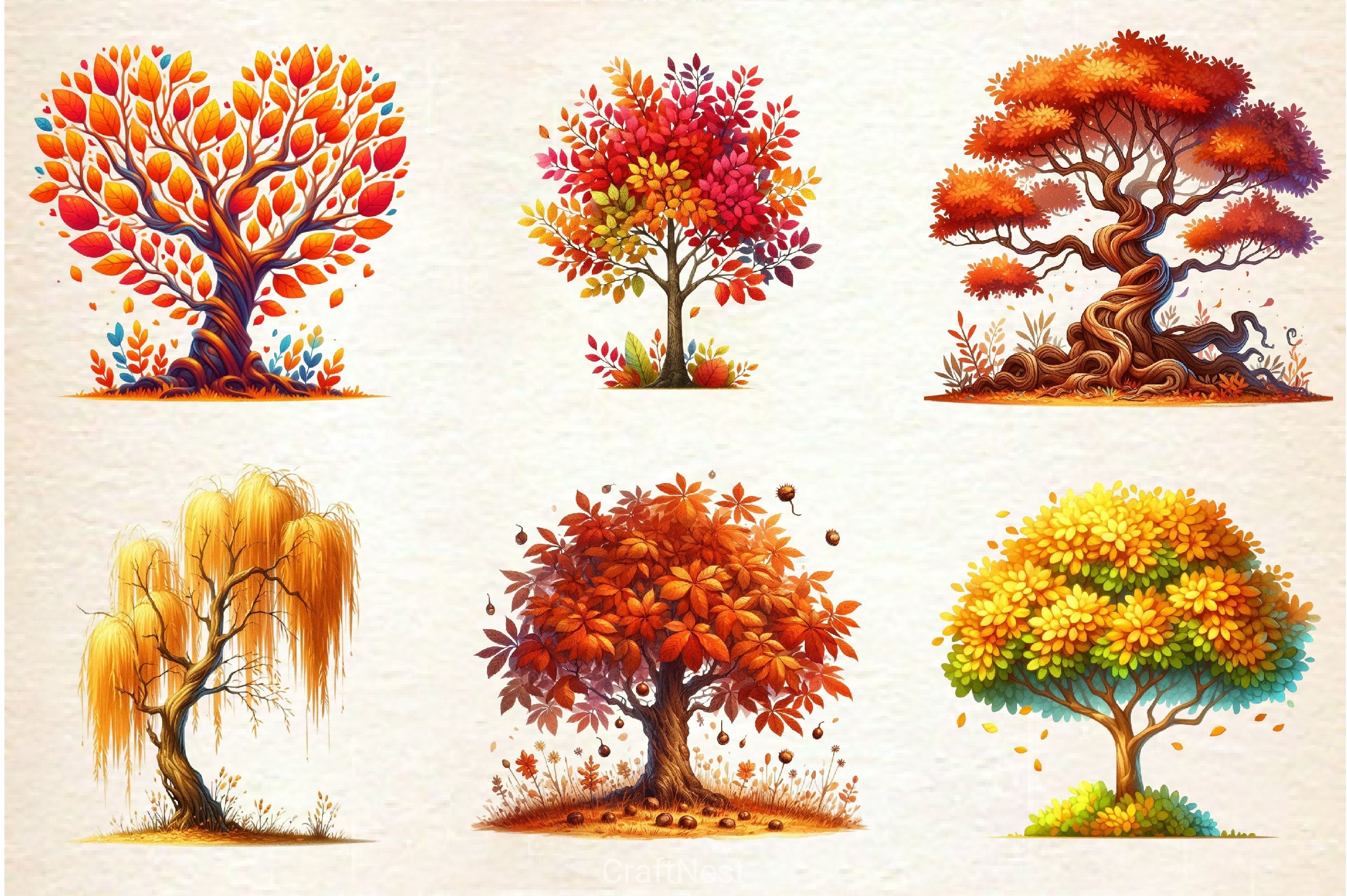 Autumn Tree Clipart Bundle 2 - CraftNest - Digital Crafting and Art