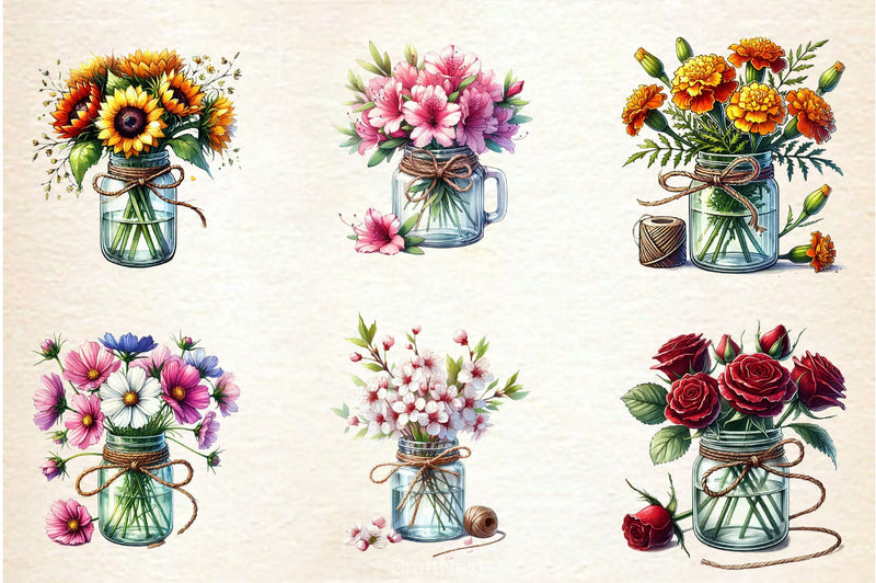 Spring Mason Jars Clipart Bundle 2 - CraftNest - Digital Crafting and Art