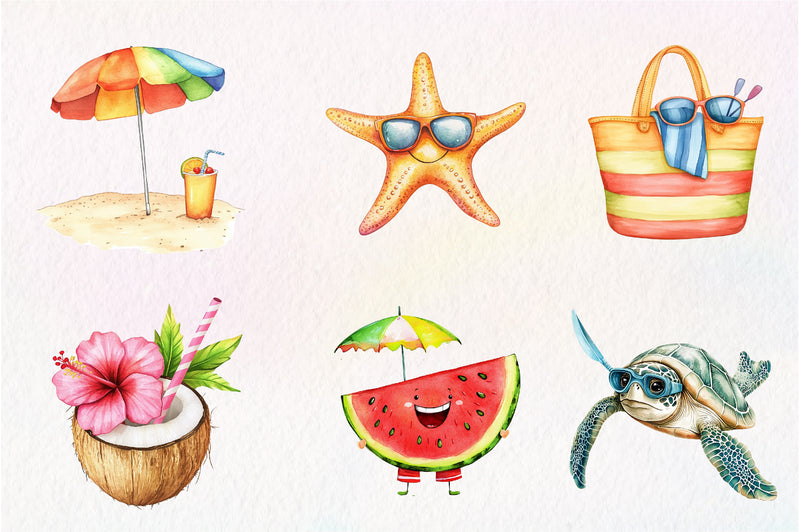 Tropical Cute Summer Clipart Bundle - CraftNest - Digital Crafting and Art