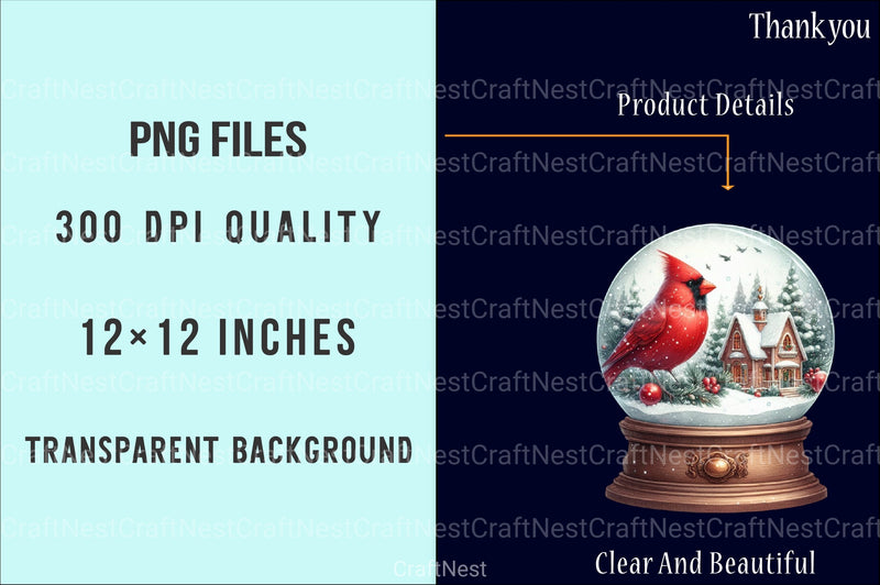 Christmas Red Cardinal Festive Bird Clipart Bundle - Digital Download - CraftNest - Digital Crafting and Art