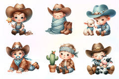 Baby Boy Cowboy Clipart Bundle - CraftNest - Digital Crafting and Art