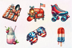 Retro 4th Of July Clipart Bundle 1 - CraftNest - Digital Crafting and Art