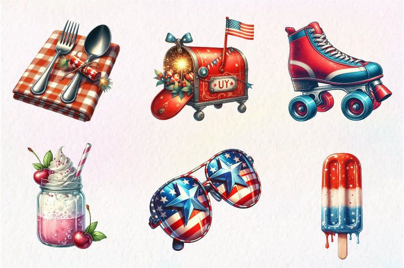 Retro 4th Of July Clipart Bundle 1 - CraftNest - Digital Crafting and Art