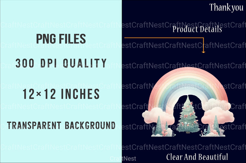 Christmas Pastel Rainbow Clipart Bundle - CraftNest - Digital Crafting and Art