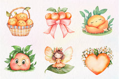 Cute Peaches Garden Fruit Clipart Bundle - CraftNest - Digital Crafting and Art