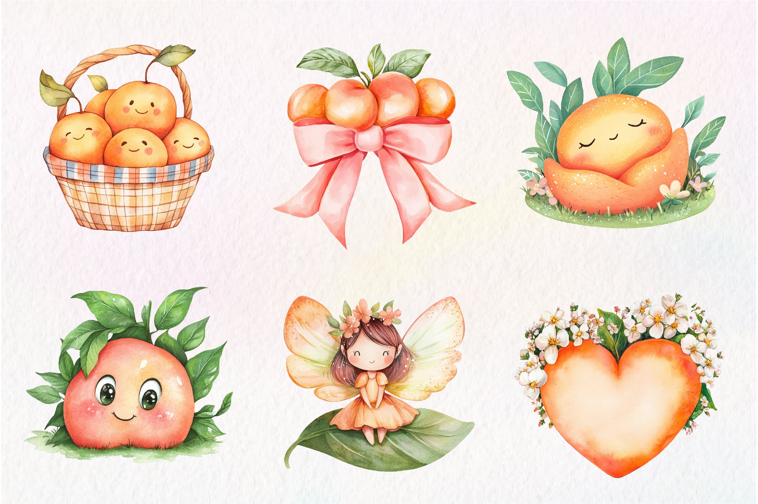 Cute Peaches Garden Fruit Clipart Bundle - CraftNest - Digital Crafting and Art