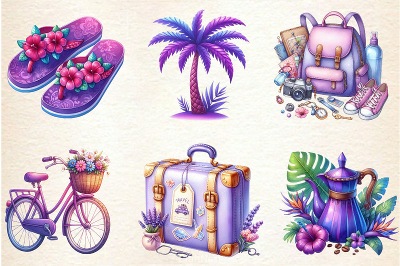 Purple Summer Clipart Bundle 4 - CraftNest - Digital Crafting and Art