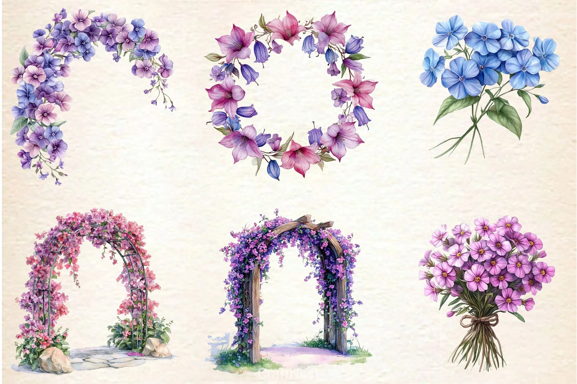 Spring Creeping Phlox Flower Clipart Bundle - CraftNest - Digital Crafting and Art