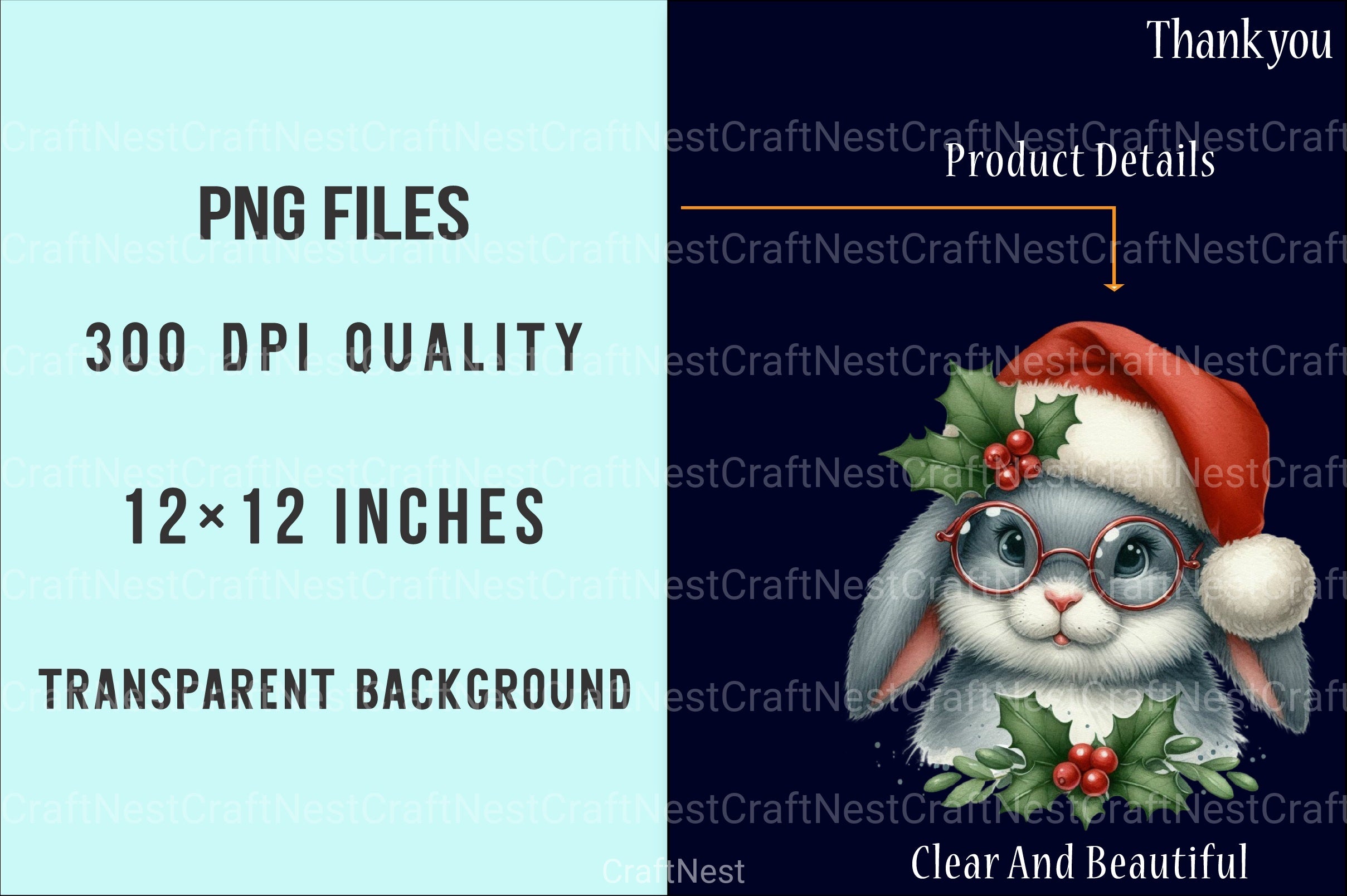 Christmas Bunny Clipart Bundle - CraftNest - Digital Crafting and Art