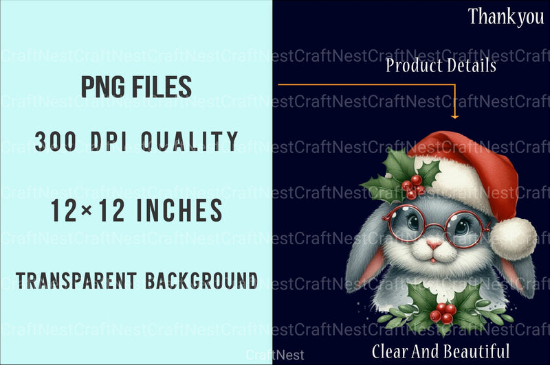 Christmas Bunny Clipart Bundle - CraftNest - Digital Crafting and Art