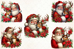 Santa Claus & Reindeer Clipart Bundle - CraftNest - Digital Crafting and Art