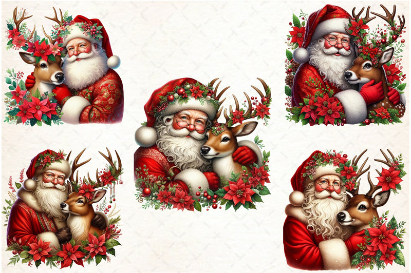 Santa Claus & Reindeer Clipart Bundle - CraftNest - Digital Crafting and Art