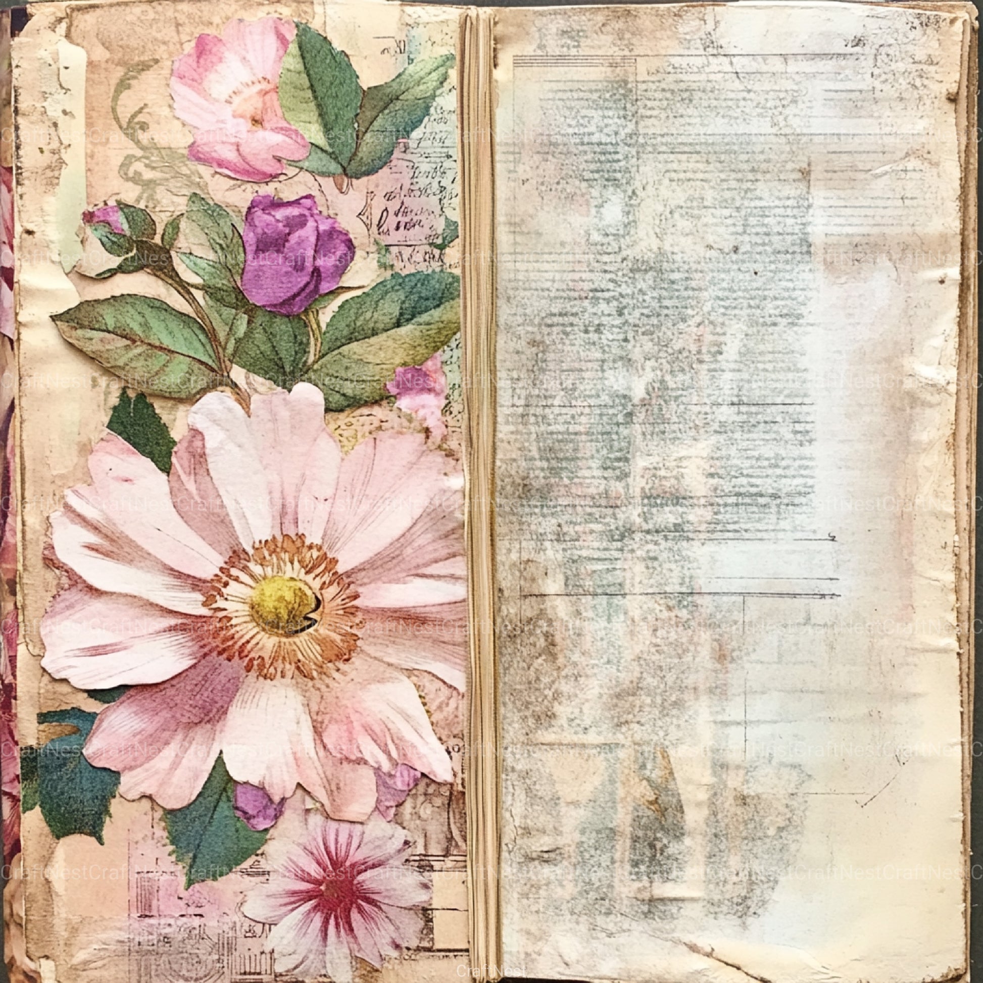 Vintage Floral Collage Clipart Bundle - CraftNest - Digital Crafting and Art