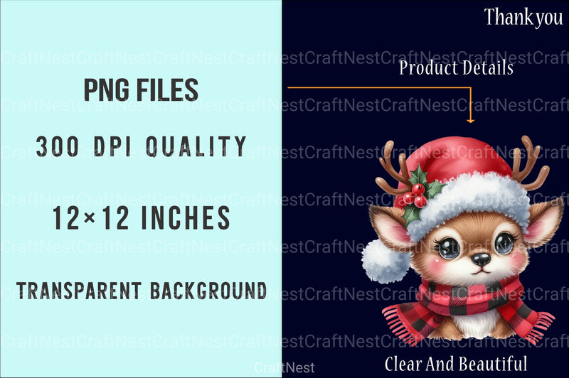 Cute Reindeer & Santa Funny Christmas Clipart Bundle - CraftNest - Digital Crafting and Art