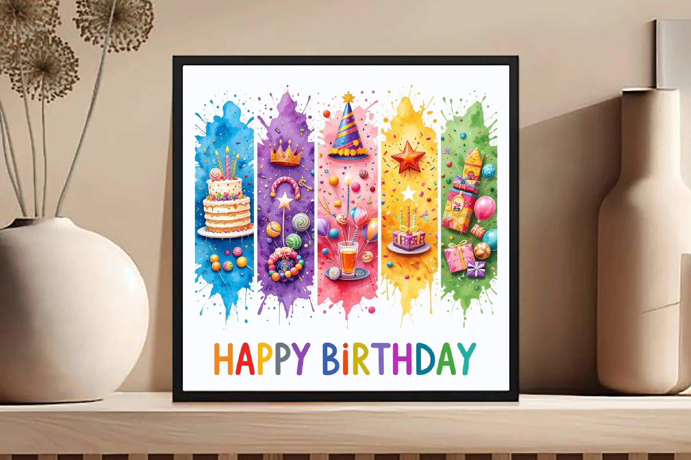 Happy Birthday Brushstroke Design Clipart Bundle - CraftNest - Digital Crafting and Art