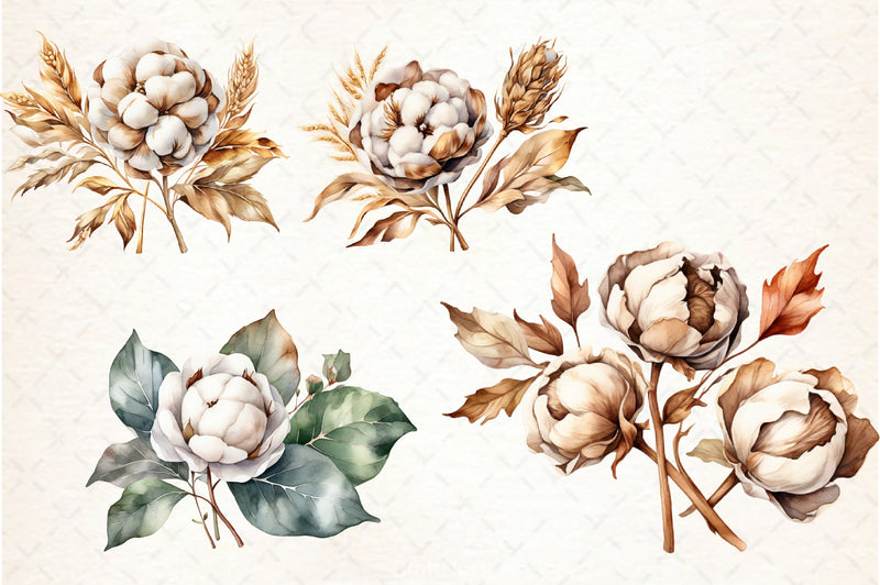 Cotton Flower Clipart Bundle - CraftNest - Digital Crafting and Art