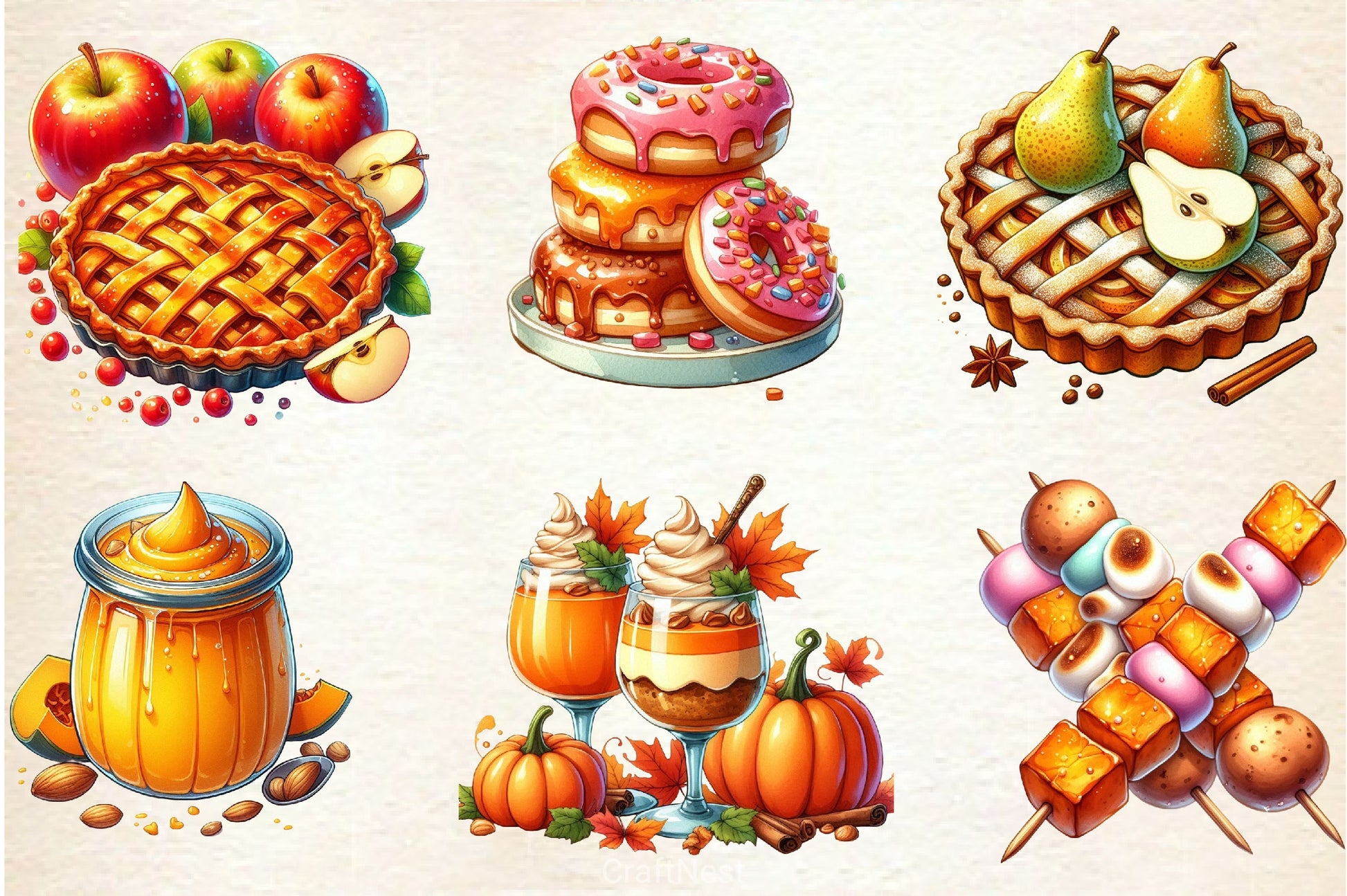 Autumn Dessert Clipart Bundle - CraftNest - Digital Crafting and Art