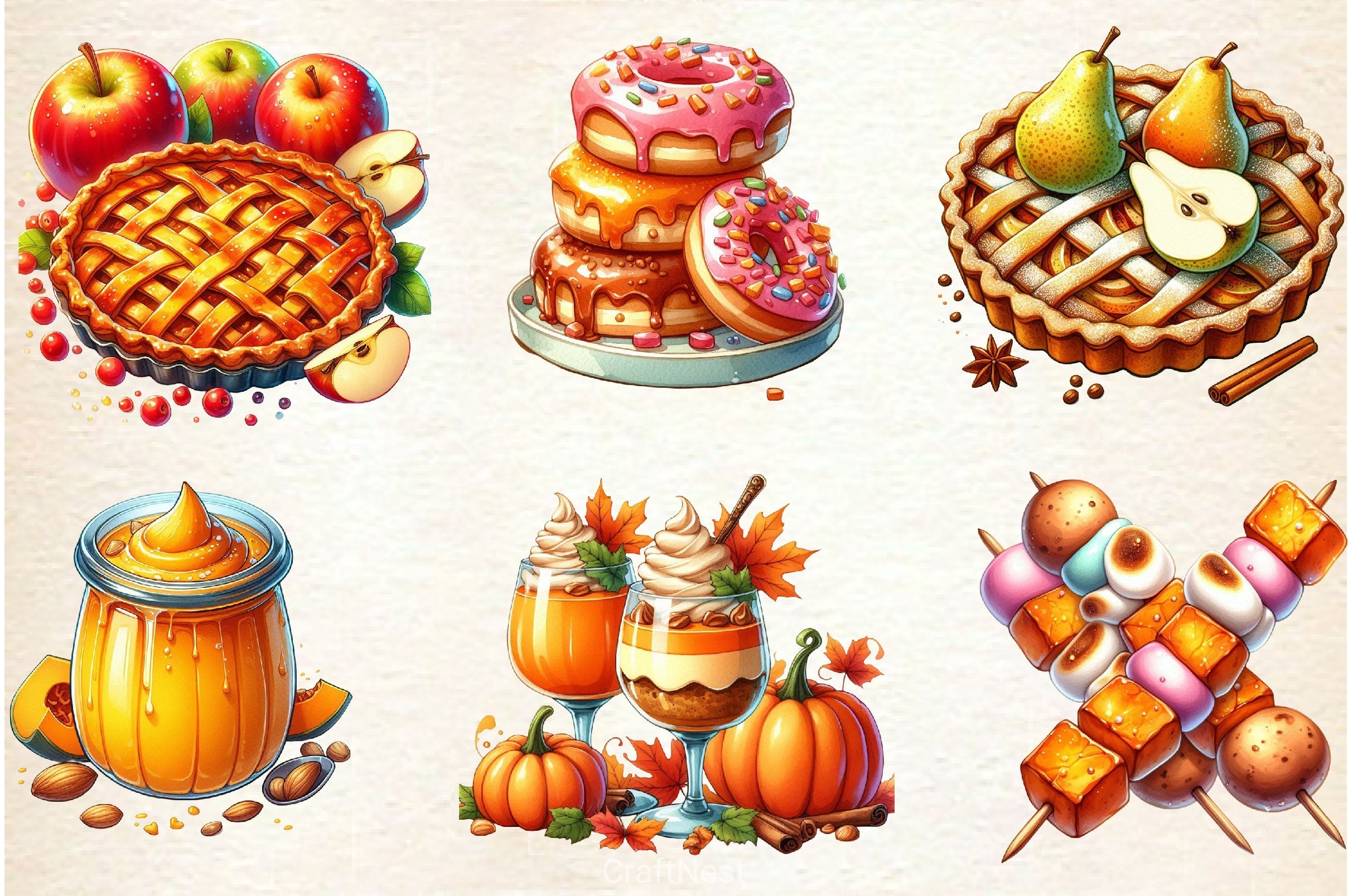 Autumn Dessert Clipart Bundle - CraftNest - Digital Crafting and Art