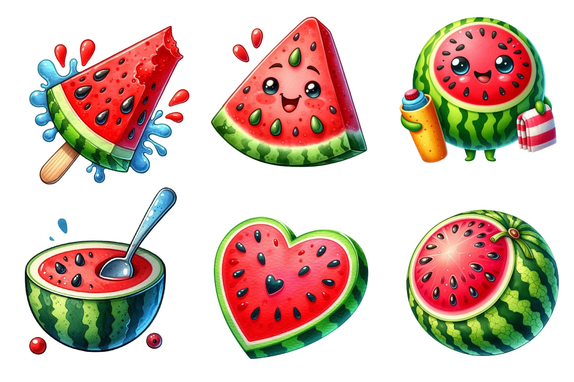 Hello Summer Juicy Watermelon Clipart Bundle - CraftNest - Digital Crafting and Art