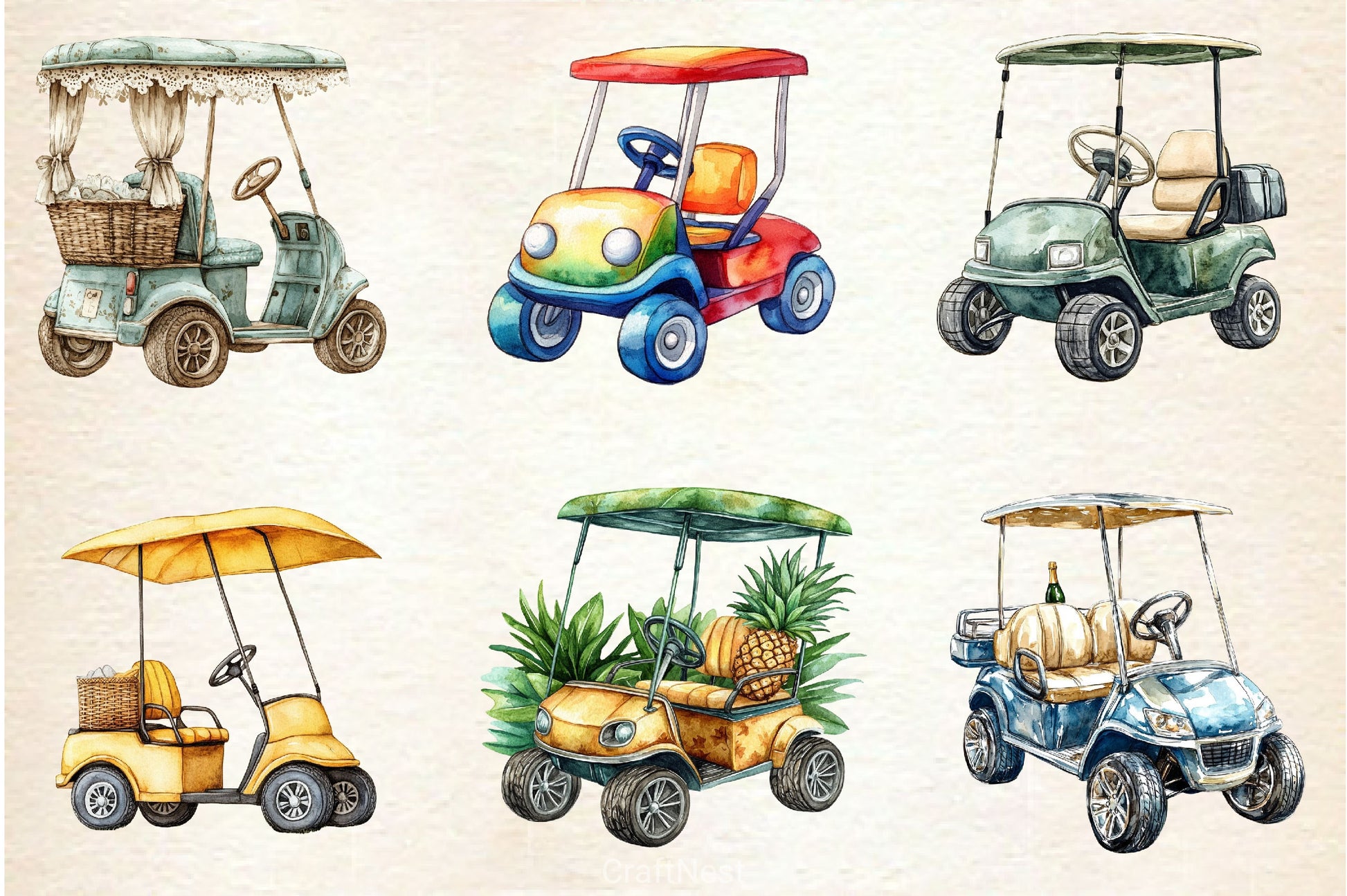 Golf Cart Clipart Bundle - CraftNest - Digital Crafting and Art