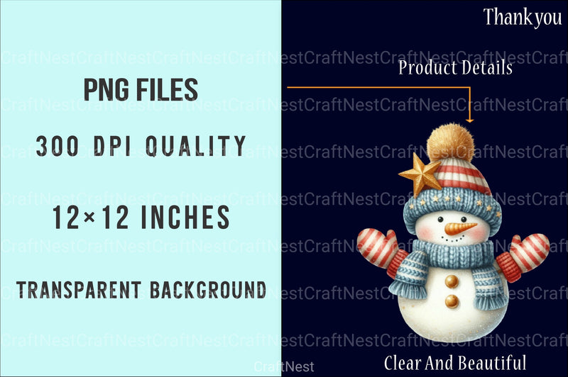 Knitted Snowmen Winter Set Clipart Bundle - CraftNest - Digital Crafting and Art