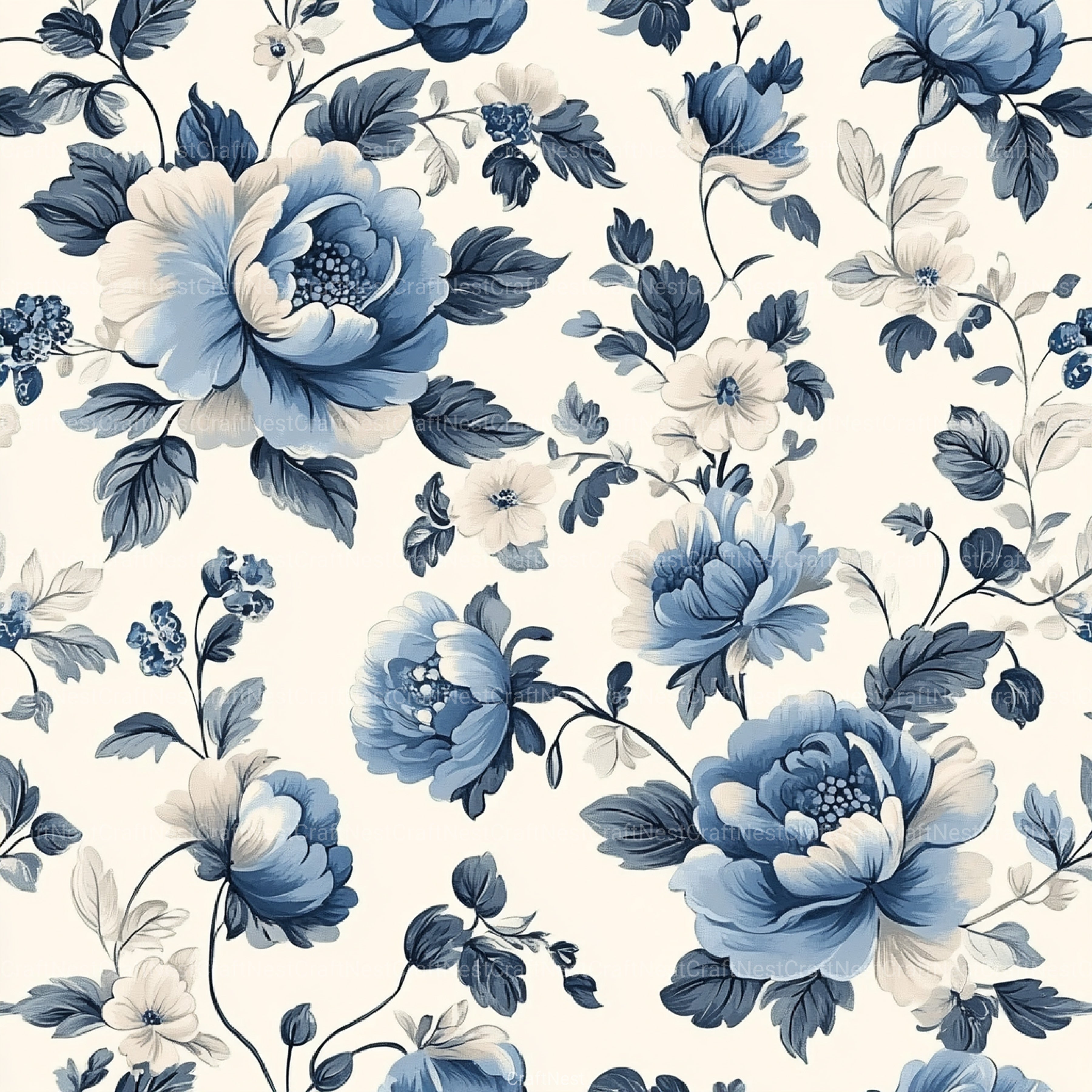 Shabby Chic Flowers Seamless Patterns Digital Paper - CraftNest - Digital Crafting and Art