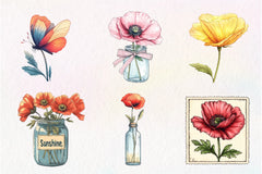 Summer Poppy Flowers Clipart Bundle - CraftNest - Digital Crafting and Art