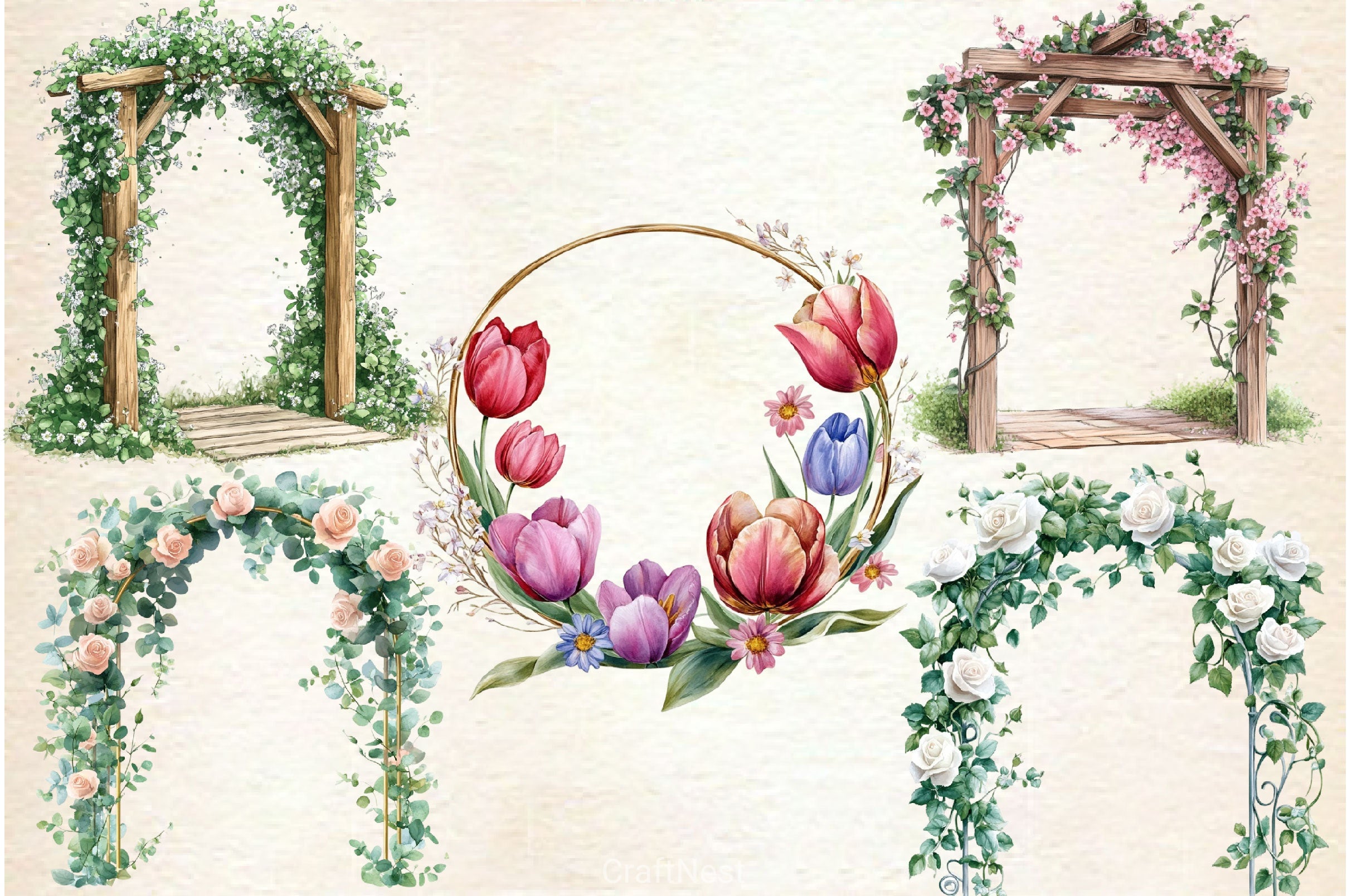 Spring Arches Clipart Bundle 2 - CraftNest - Digital Crafting and Art