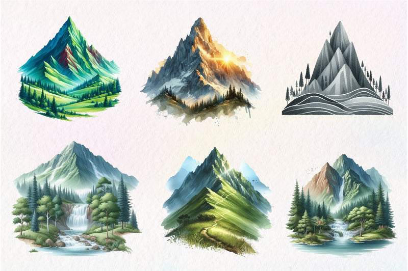 Mountain Clipart Bundle - CraftNest - Digital Crafting and Art