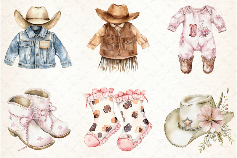 Cowgirl Baby Clothes Clipart Bundle - CraftNest - Digital Crafting and Art