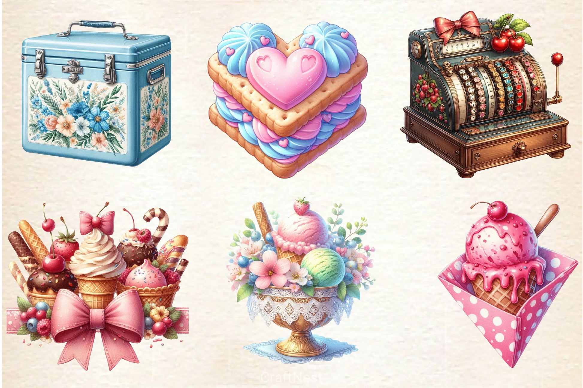 Coquette Ice Cream Clipart Bundle - CraftNest - Digital Crafting and Art