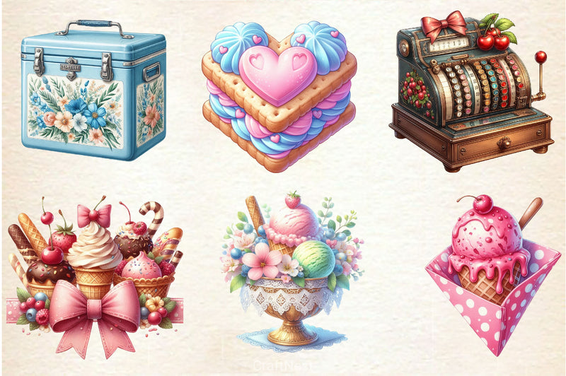 Coquette Ice Cream Clipart Bundle - CraftNest - Digital Crafting and Art