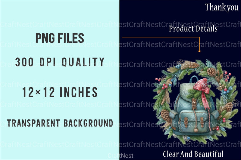 Christmas Backpack Clipart Bundle - CraftNest - Digital Crafting and Art