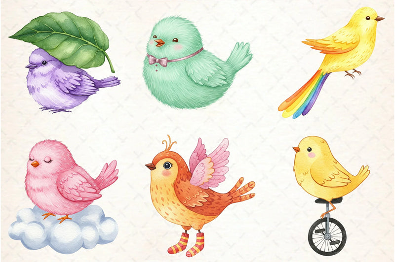 Quirky Whimsical Birds Clipart Bundle - CraftNest - Digital Crafting and Art