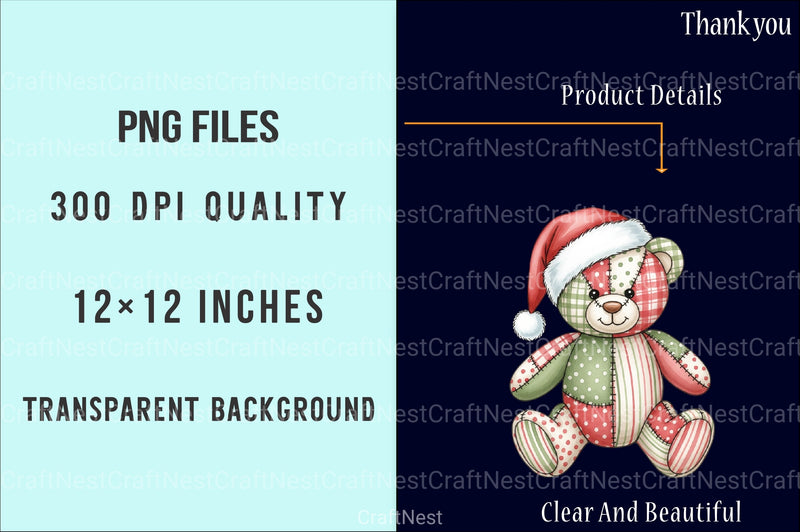 Patchwork Teddy Bear Clipart Bundle - CraftNest - Digital Crafting and Art
