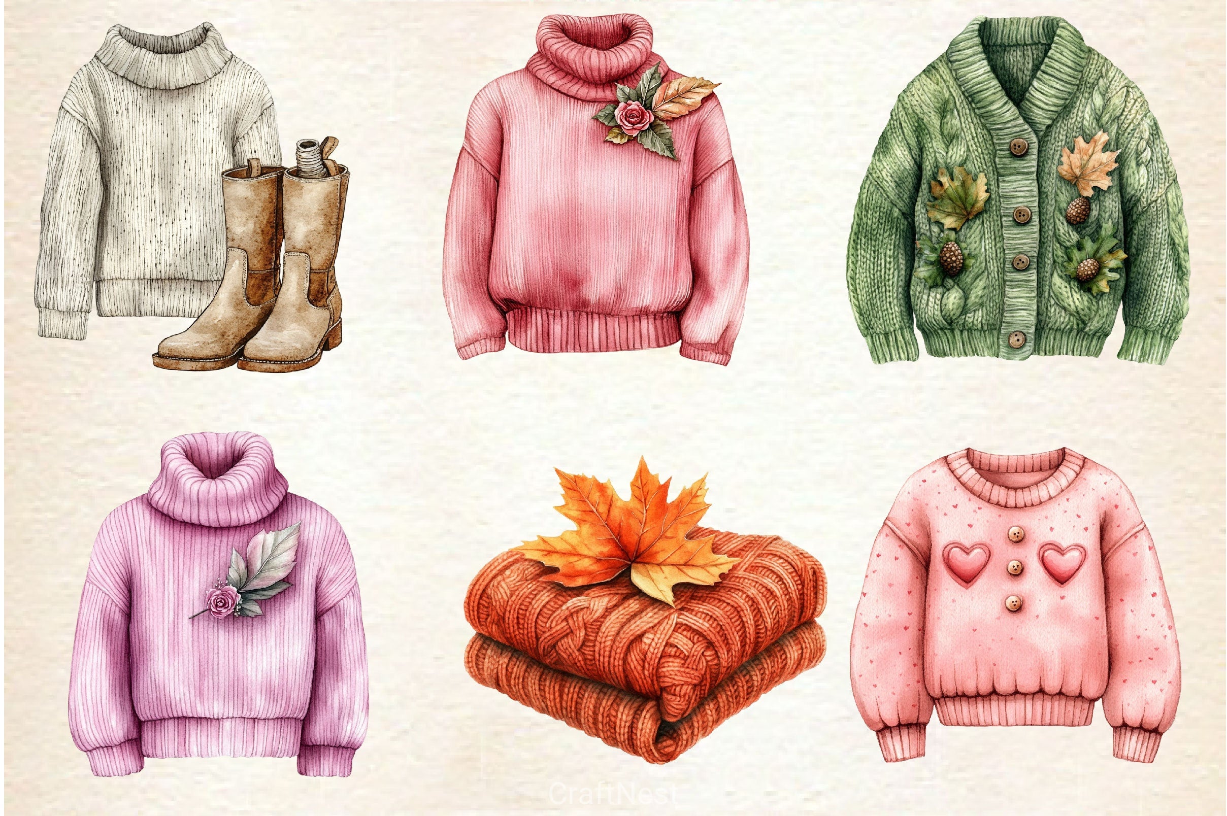 Sweater Weather Fall Clipart Bundle - CraftNest - Digital Crafting and Art