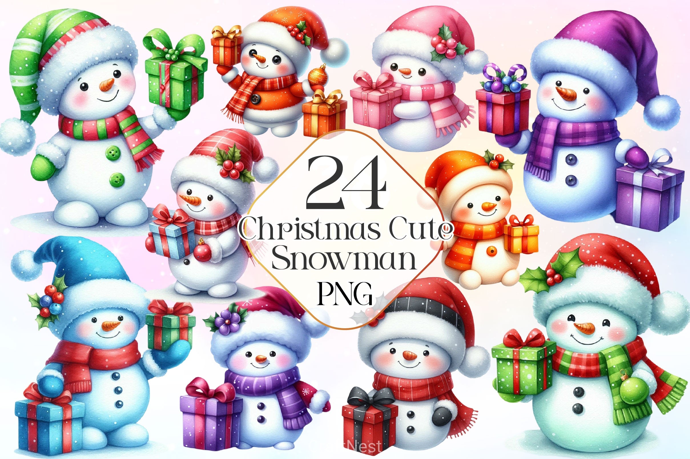 Christmas Cute Snowman Clipart Bundle 2 - CraftNest - Digital Crafting and Art