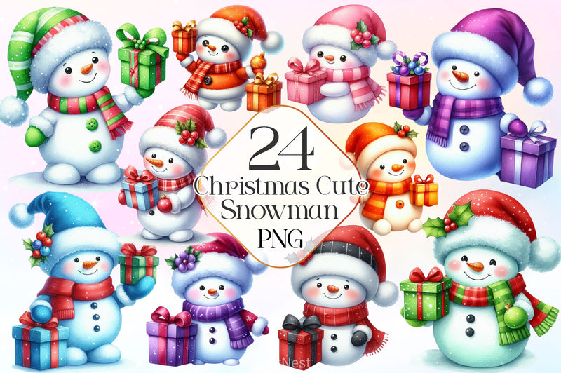 Christmas Cute Snowman Clipart Bundle 2 - CraftNest - Digital Crafting and Art