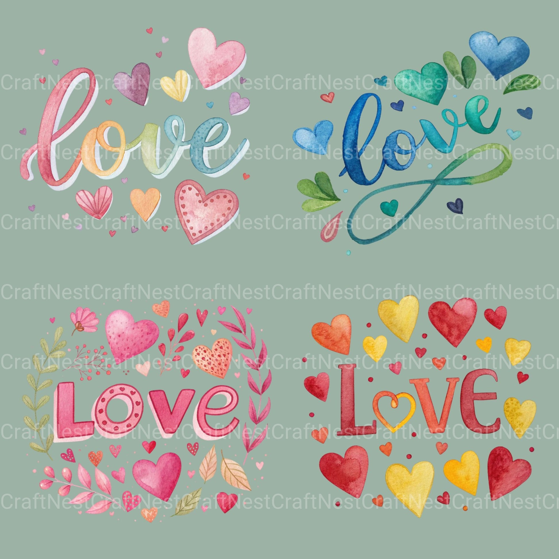 Love Word Clipart Bundle - CraftNest - Digital Crafting and Art