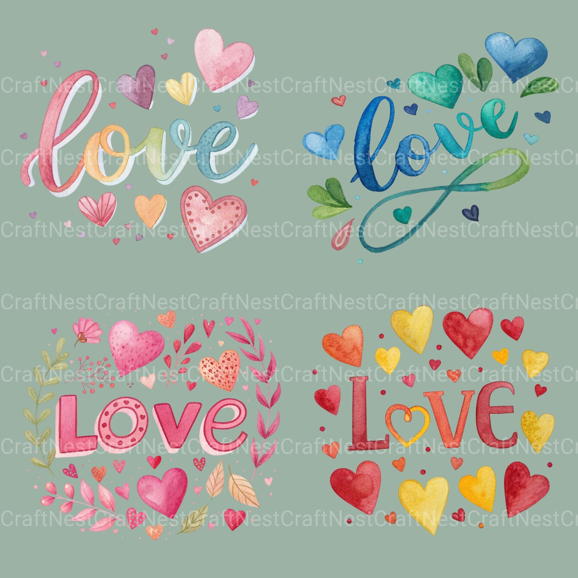 Love Word Clipart Bundle - CraftNest - Digital Crafting and Art