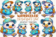 Cute Duck School Clipart Bundle - CraftNest - Digital Crafting and Art