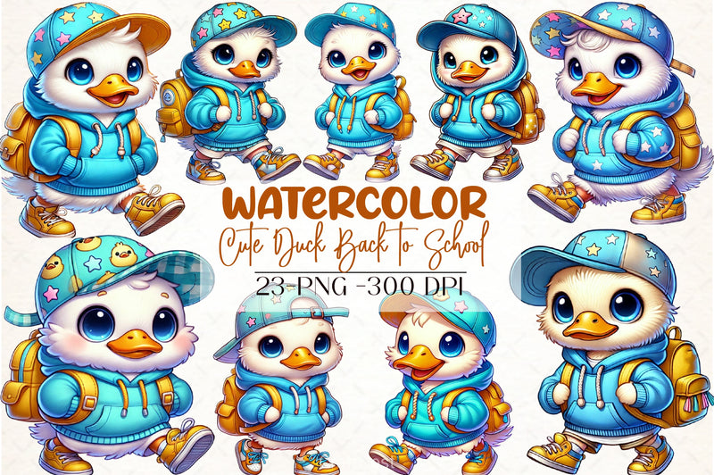 Cute Duck School Clipart Bundle - CraftNest - Digital Crafting and Art