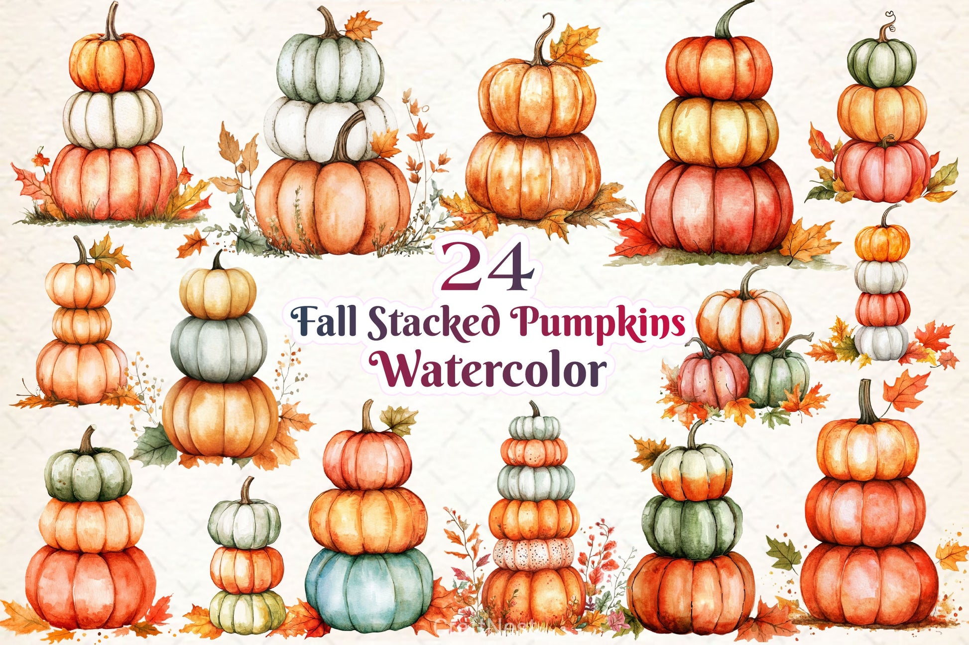 Fall Stacked Pumpkins Clipart Bundle - CraftNest - Digital Crafting and Art