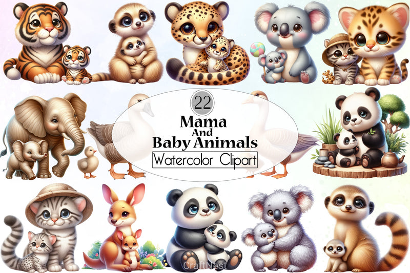 Mama & Baby Animals Clipart Bundle - CraftNest - Digital Crafting and Art