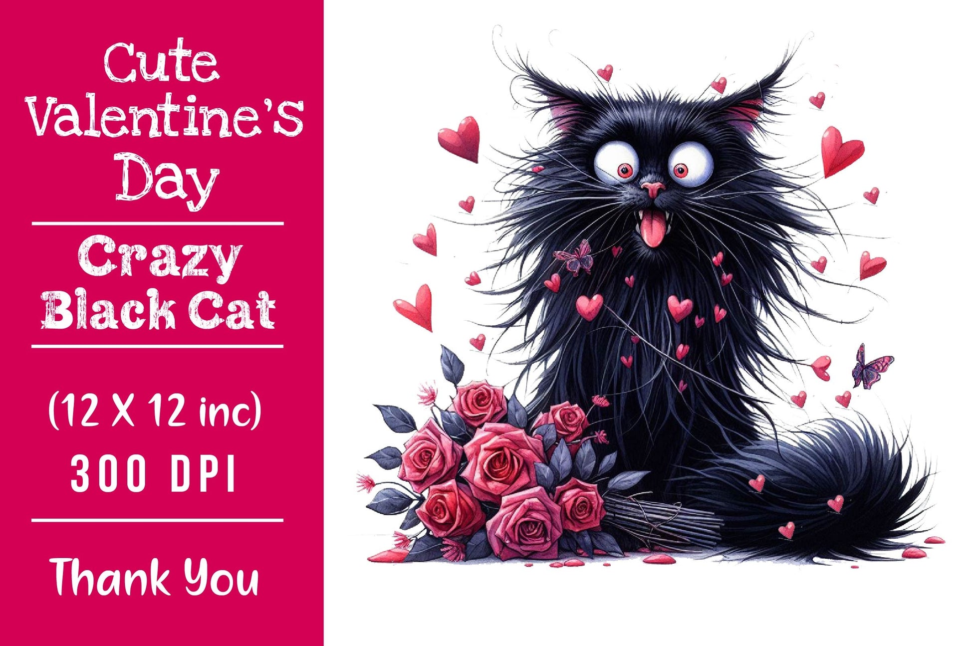 Valentine's Crazy Black Cat Clipart Bundle - CraftNest - Digital Crafting and Art