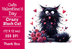 Valentine's Crazy Black Cat Clipart Bundle - CraftNest - Digital Crafting and Art
