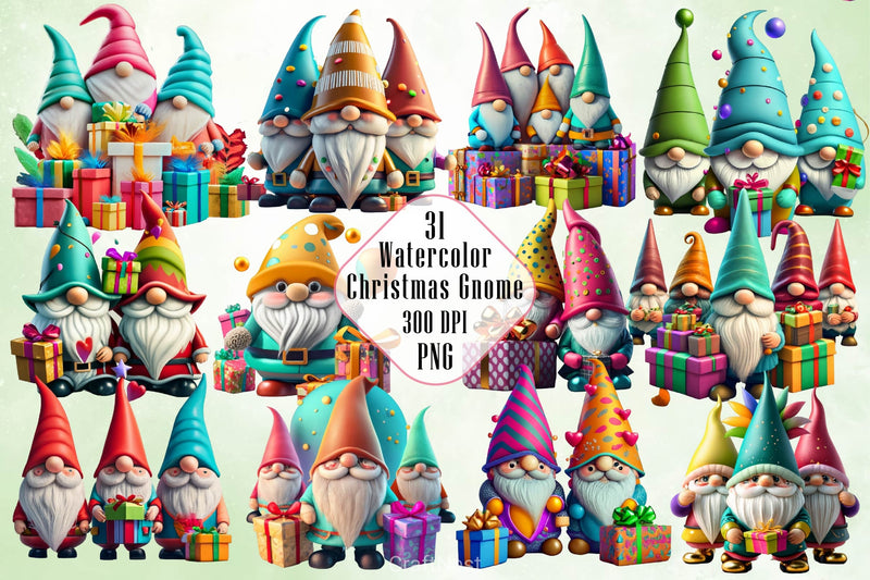 Cute Christmas Gnome Clipart Bundle - CraftNest - Digital Crafting and Art