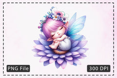 Baby Fairy Sleeping On Flower Clipart Bundle 5 - CraftNest - Digital Crafting and Art