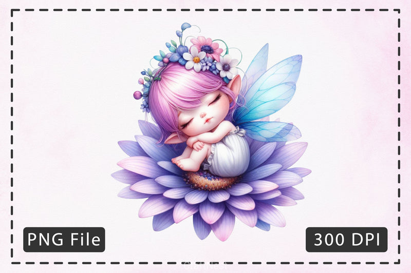 Baby Fairy Sleeping On Flower Clipart Bundle 5 - CraftNest - Digital Crafting and Art