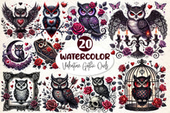 Valentine Gothic Owls Clipart Bundle 3 - CraftNest - Digital Crafting and Art